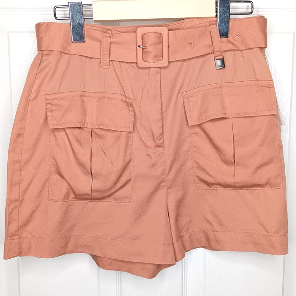 NWT Mexx Women's High-Waisted Dressy Shorts Peach Lightweight Flowy Size S Cargo